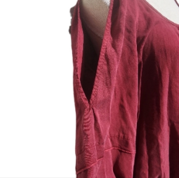Glam Brand Shift Mini Dress Medium Burgundy Wine Lagenlook Tencel NEW Casual - Picture 2 of 9